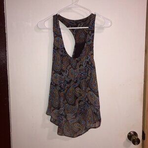 Ambiance Blue & Black Paisley print Tank Top, Size Large